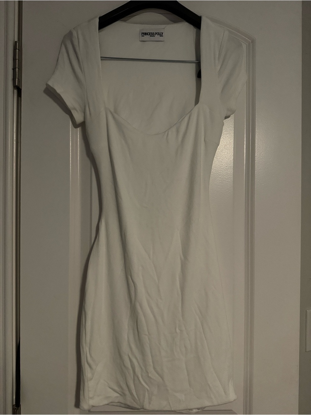 Princess Polly White Scoop Neck Short Sleeve Mini Dress